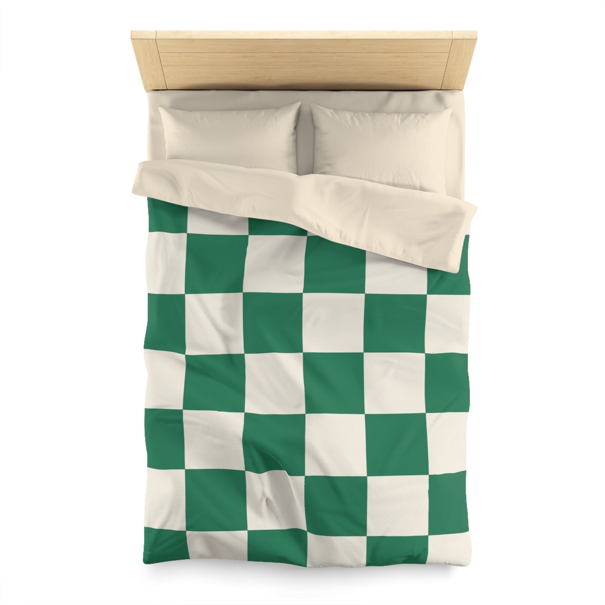 Checkerboard Dark Green Microfiber Duvet Cover, Artsulli - Art is Long, Life is Short, Home Decor, , , , , , , 