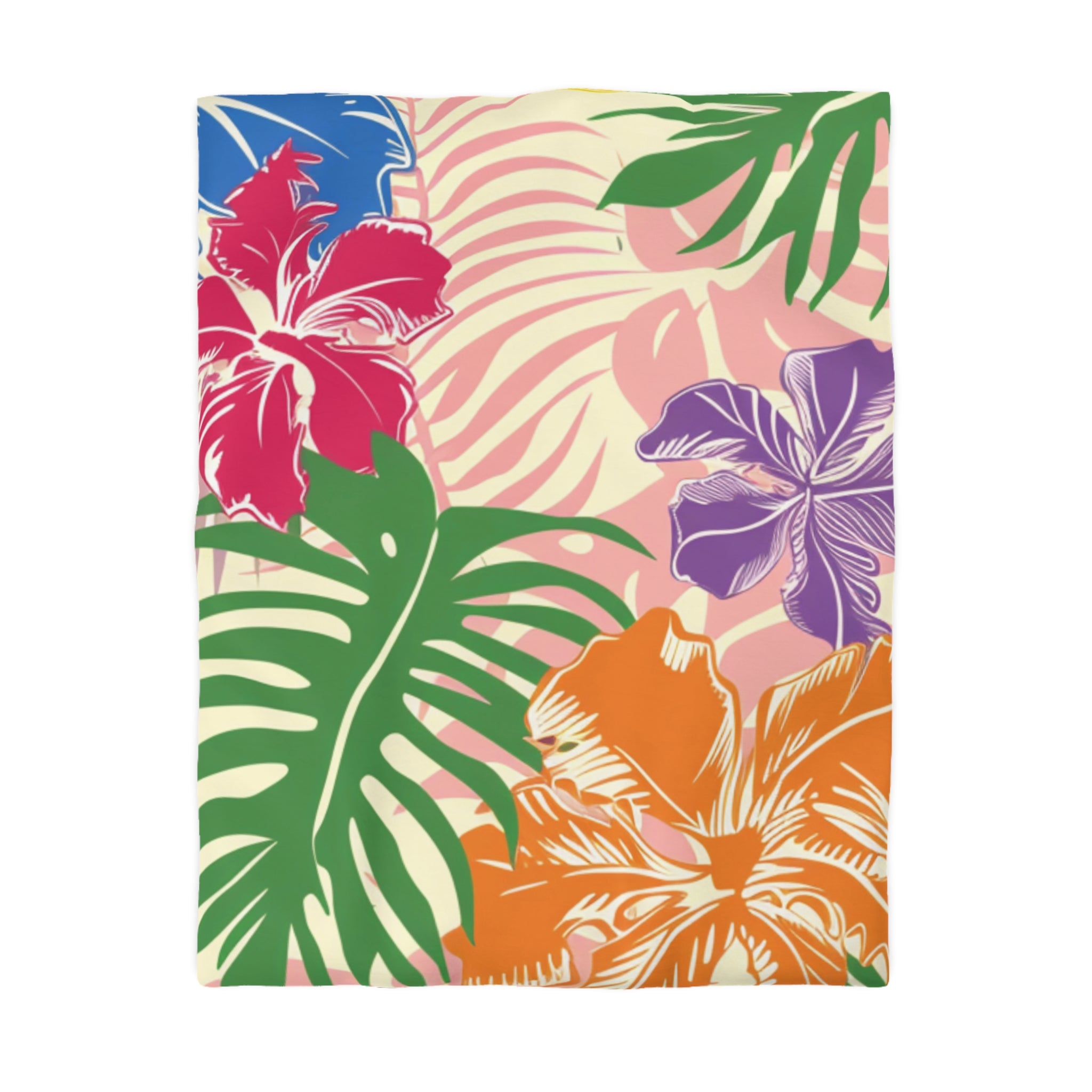 Blooming Tropical Flowers Microfiber Duvet Cover, Artsulli - Art is Long, Life is Short, Home Decor, Size, Twin, Color, White, , , 49707617134164175600