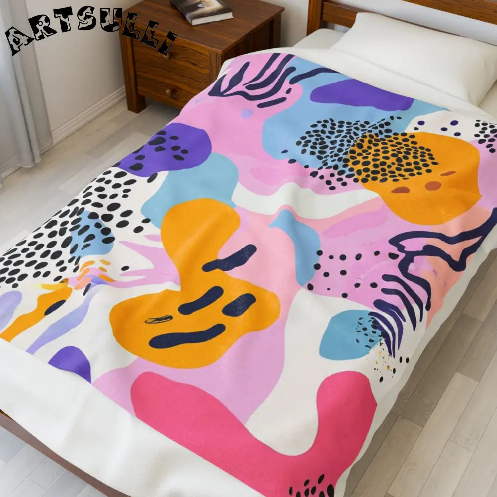 JAKKOUTTHEBXX Colorful Abstract Dots and Shapes II Velveteen Plush