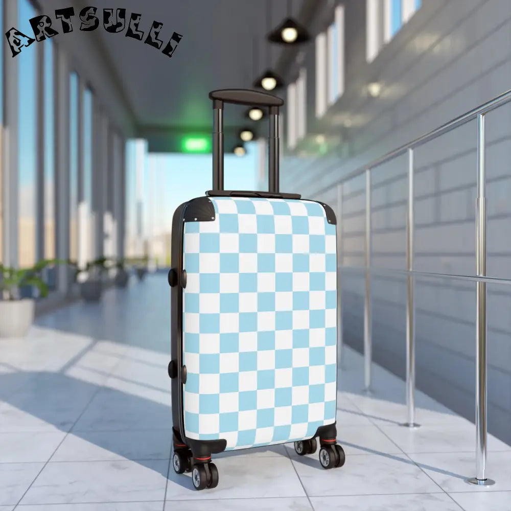 JAKKOUTTHEBXX Checkerboard Sky Blue Suitcase JAKKOUTTHEBXX Artsulli