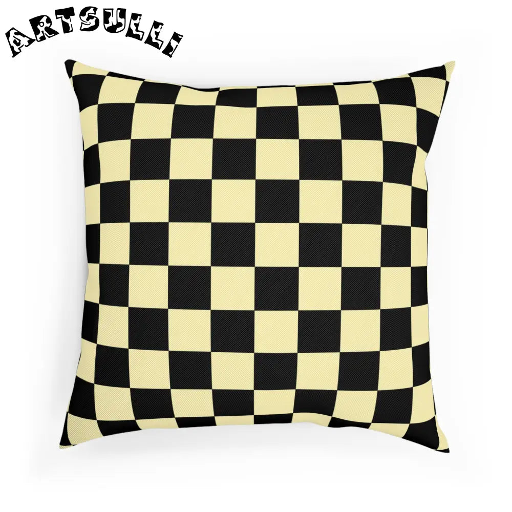JAKKOUTTHEBXX Checkerboard Black and Yellow Cushion JAKKOUTTHEBXX