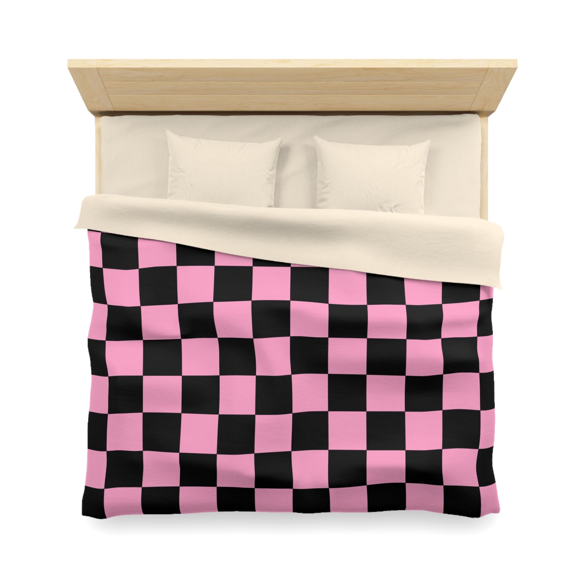 Checkerboard Black and Pink Microfiber Duvet Cover, Artsulli - Art is Long, Life is Short, Home Decor, , , , , , , 