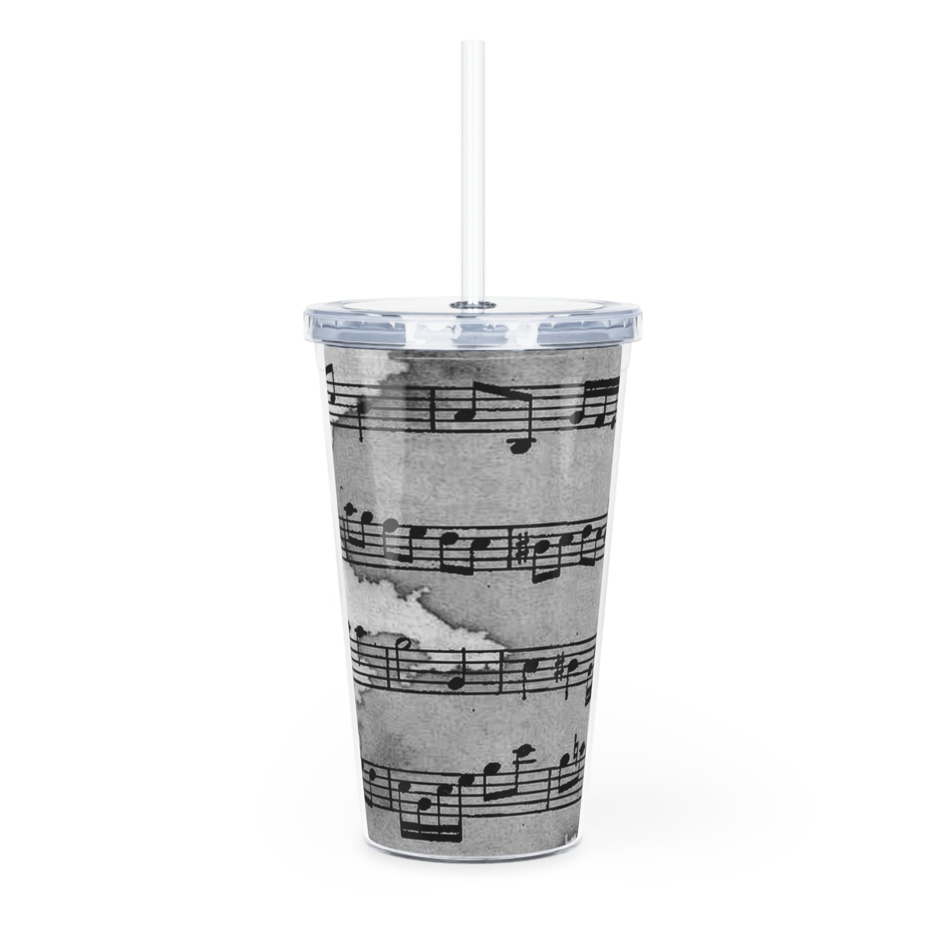 Drip Spill Type Beat Sheet Music Black Plastic Tumbler with Straw, Artsulli - Art is Long, Life is Short, Mug, , , , , , , 