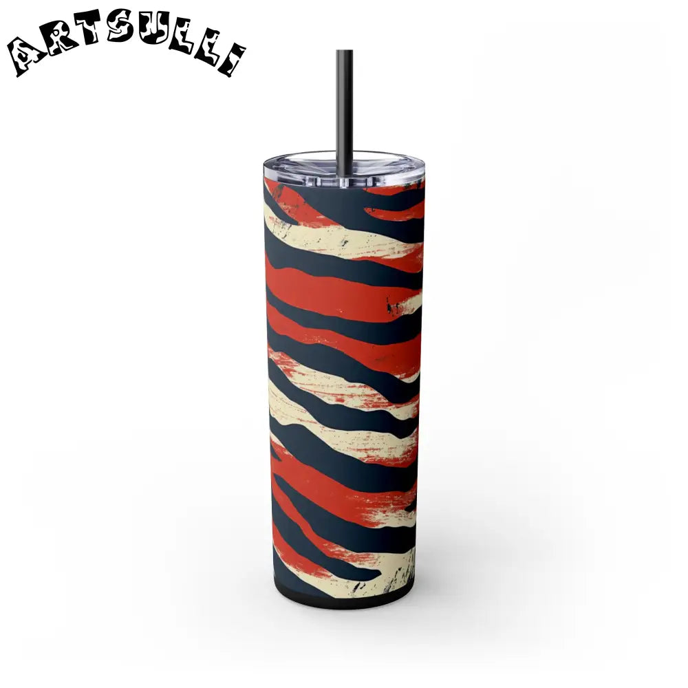 JAKKOUTTHEBXX Capricious Tiger Wave Skinny Tumbler with Straw 20oz
