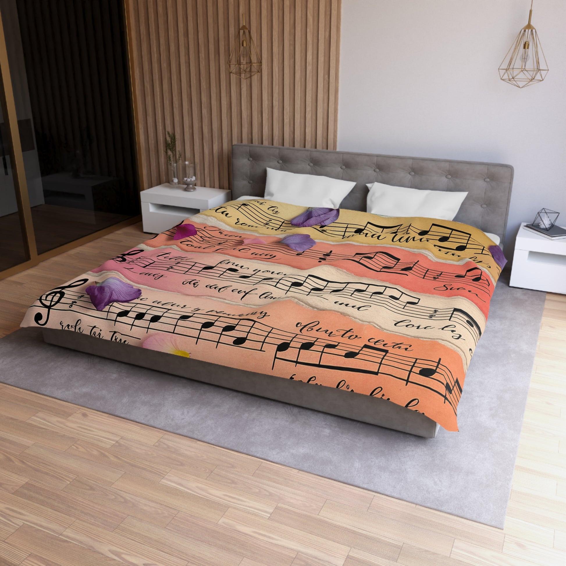 Torn Type Beat Sheet Music Multi-Color Microfiber Duvet Cover, Artsulli - Art is Long, Life is Short, Home Decor, , , , , , , 