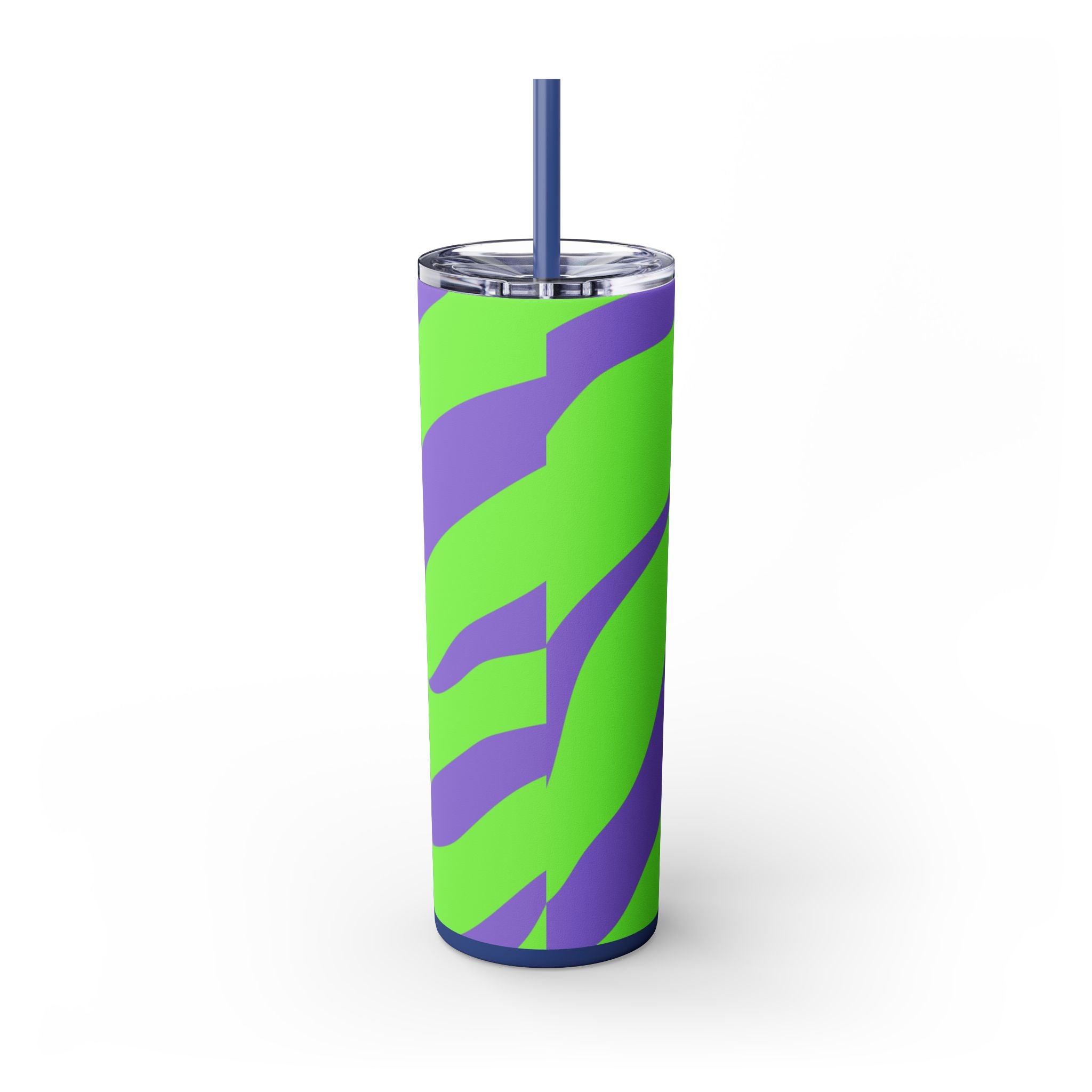 Tyrannosaurus Print Green and Purple Skinny Tumbler with Straw, 20oz, Artsulli - Art is Long, Life is Short, Mug, , , , , , , 