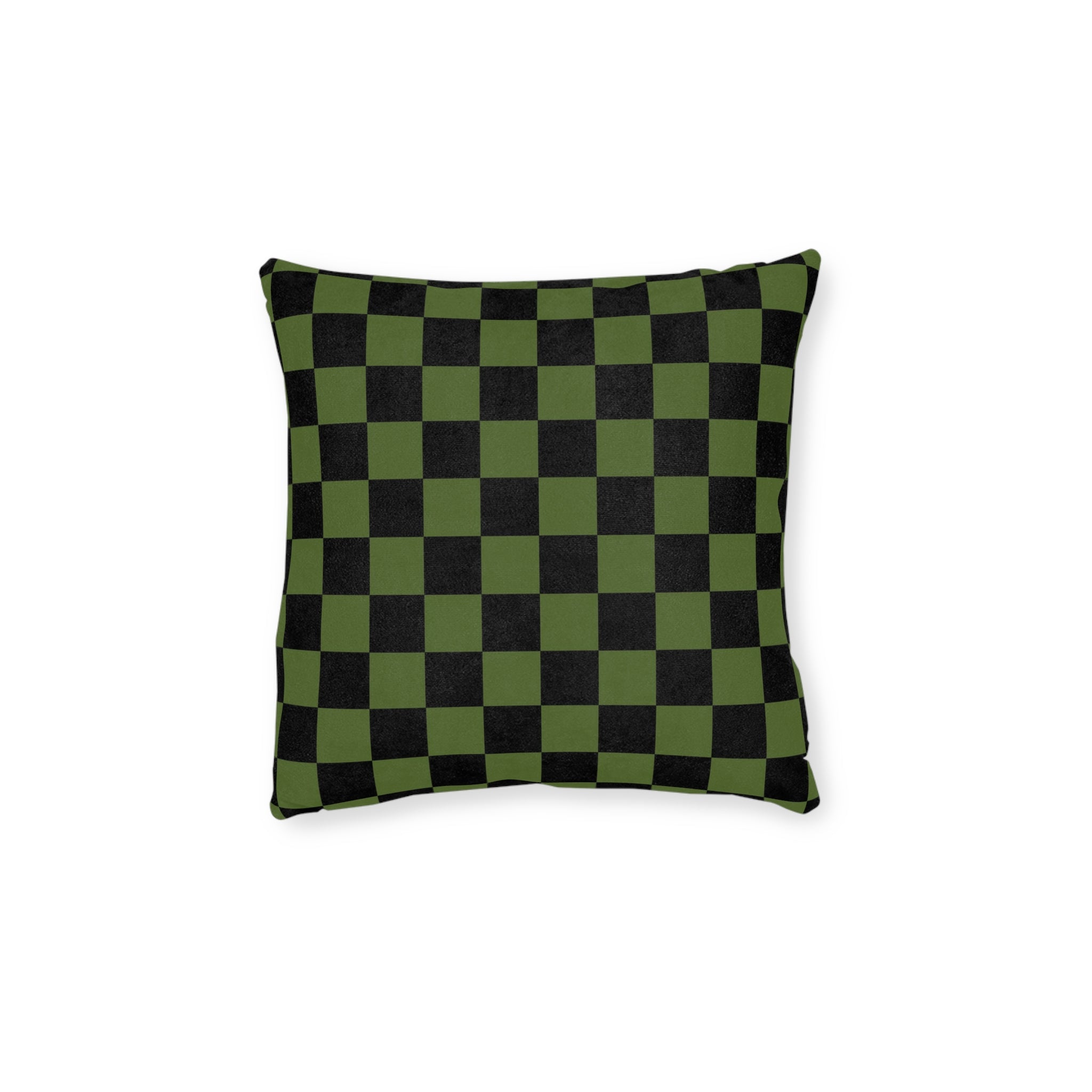 Checkerboard Olive Green and Black Square Pillow, Artsulli - Art is Long, Life is Short, Home Decor, Size, 12" × 12", , , , , 71862624362872866155