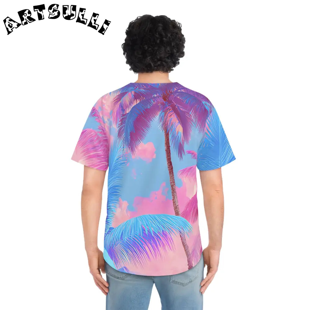 JAKKOUTTHEBXX Ethereal Pastel Palms Men’s Baseball Jersey (AOP)
