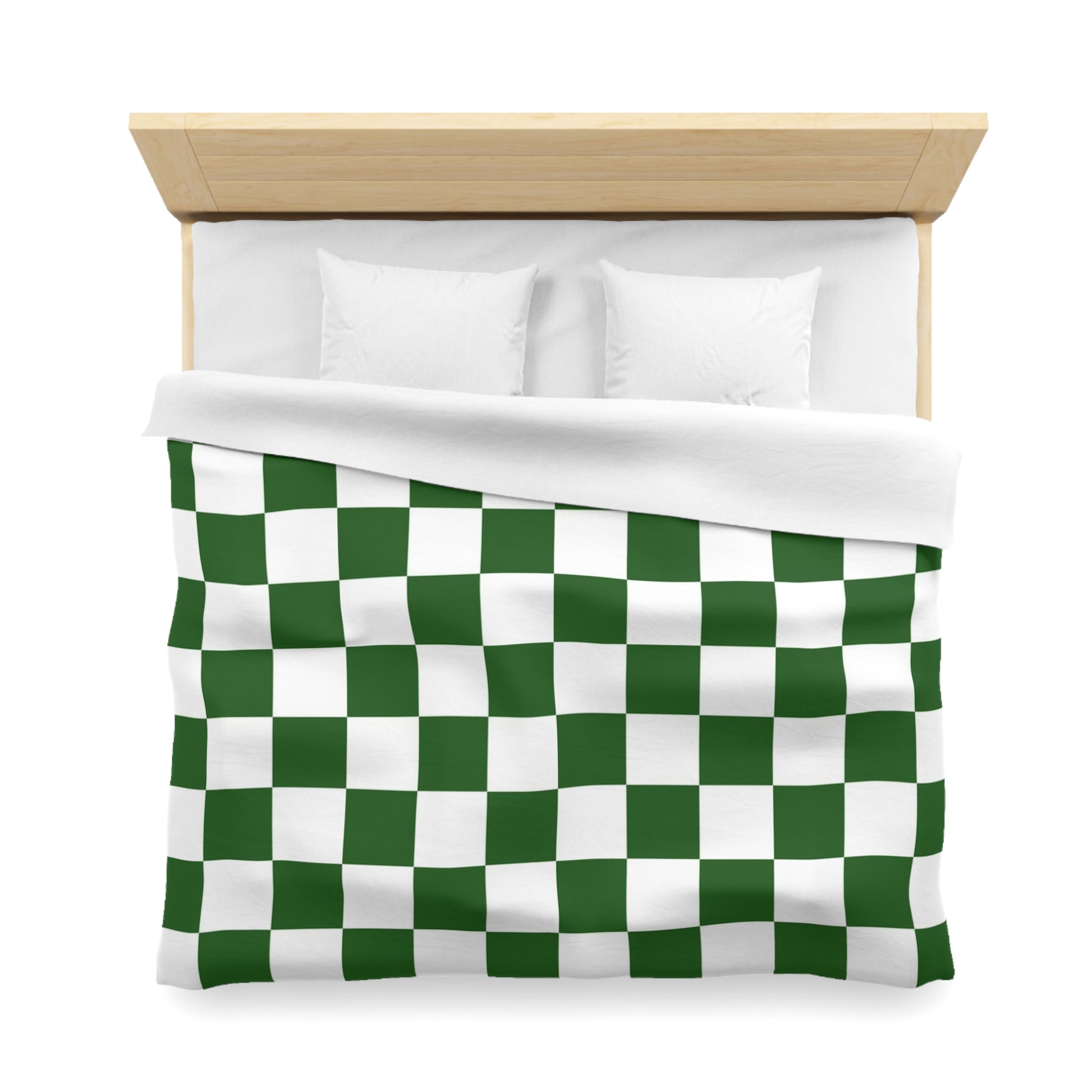 Checkerboard White and Dark Green Microfiber Duvet Cover, Artsulli - Art is Long, Life is Short, Home Decor, , , , , , , 