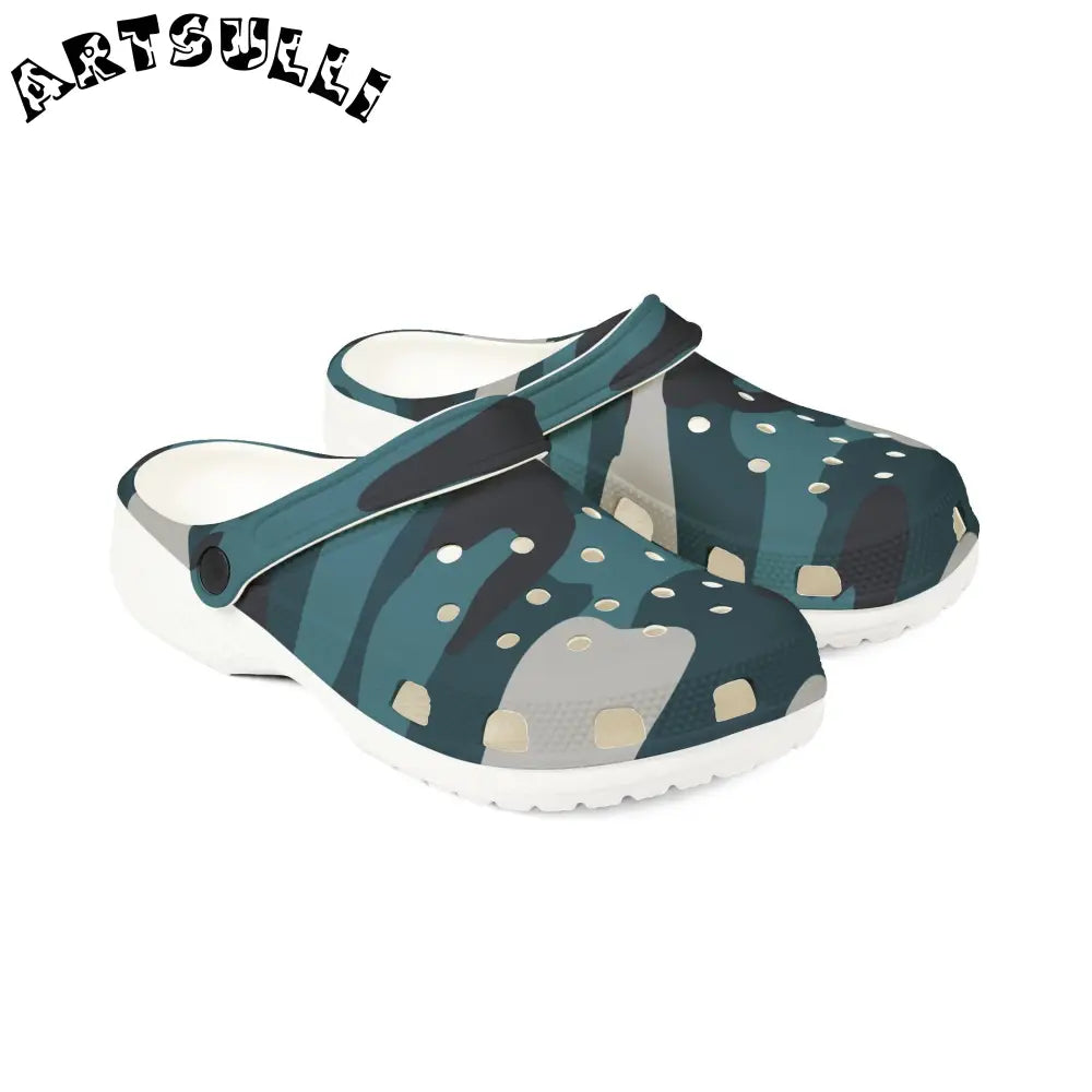 JAKKOUTTHEBXX Blue Camouflage EVA Foam Rubber Shoes (AOP)