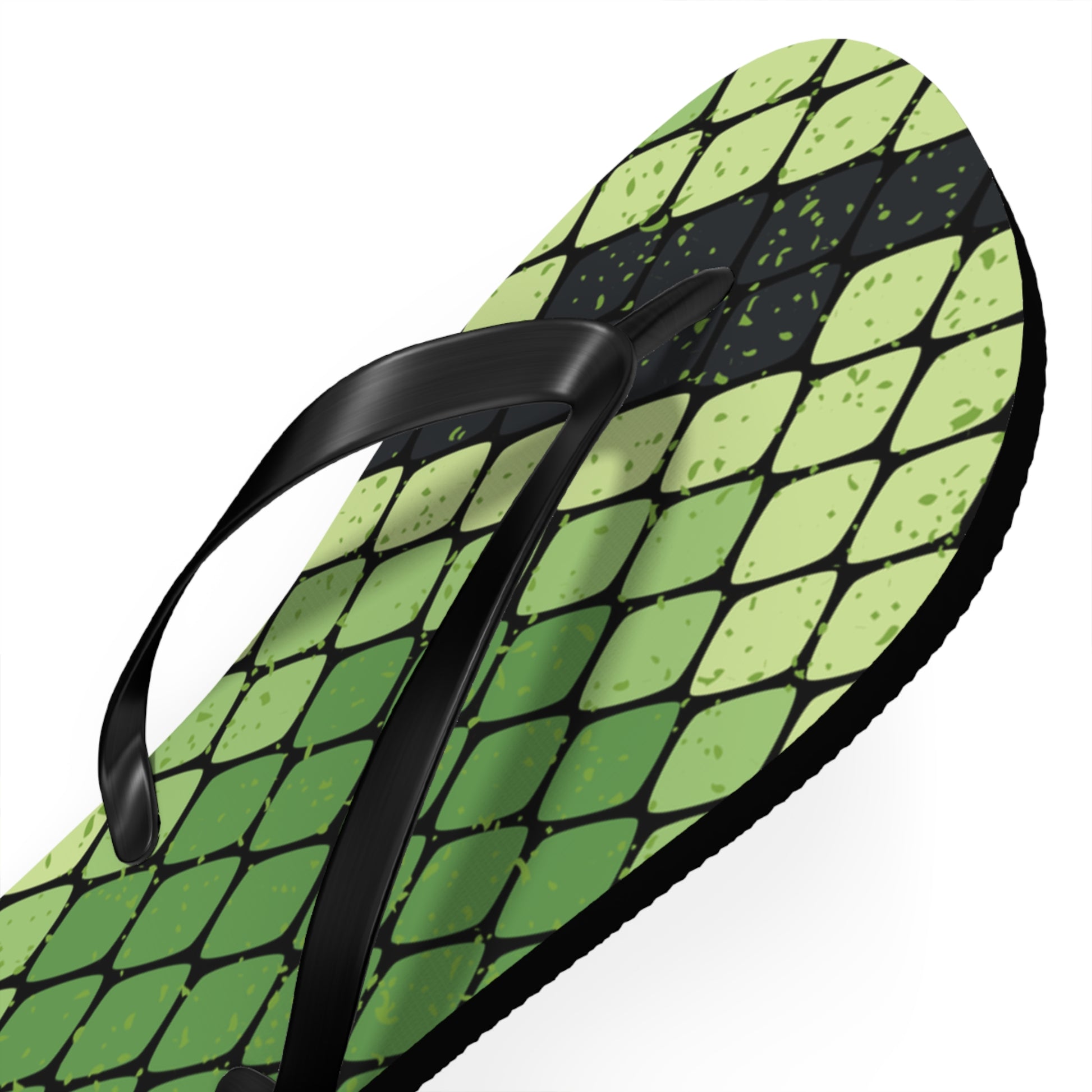 Snake Skin Green and Black Flip Flops, Artsulli - Art is Long, Life is Short, Shoes, , , , , , , 