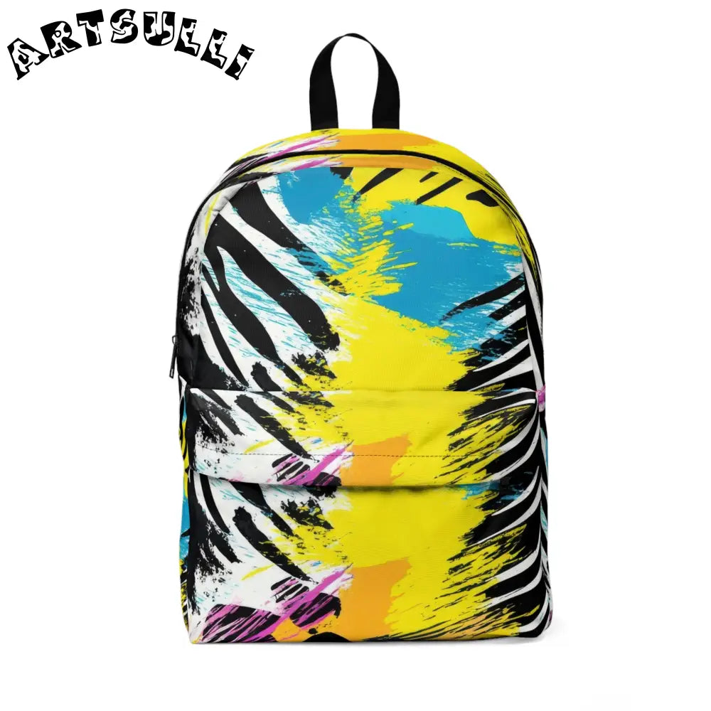 Zebra Stripes x Leapord Print x Paint Splatter Multi-Color Unisex Classic Backpack, Artsulli - Art is Long, Life is Short, Bags, Size, One size, , , , , 17922007373098