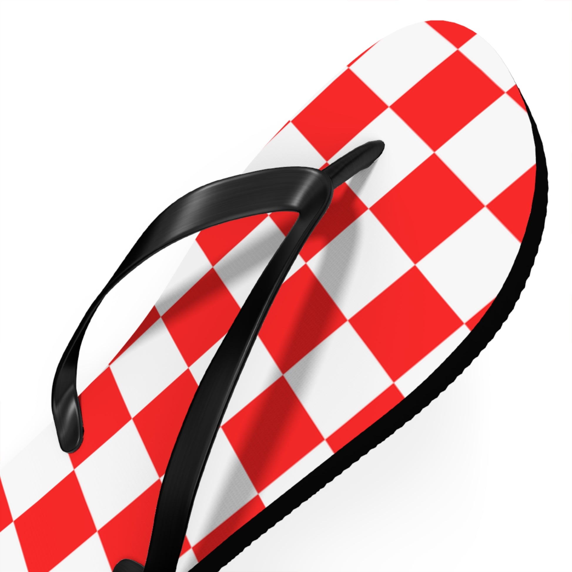 Checkerboard Red and White Flip Flops, Artsulli - Art is Long, Life is Short, Shoes, , , , , , , 