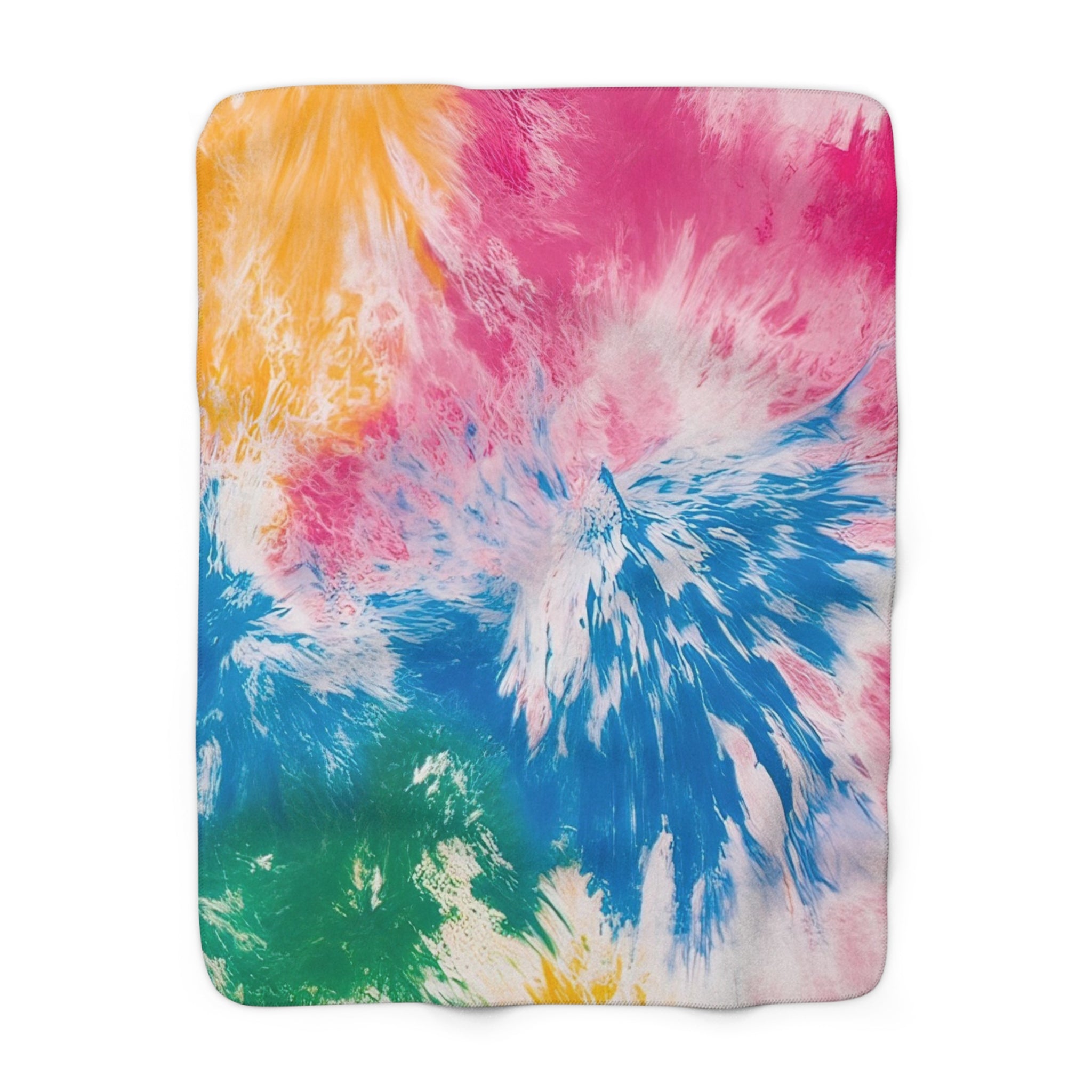 Tie Dye Splash Sherpa Fleece Blanket, Artsulli - Art is Long, Life is Short, Home Decor, Size, 50" × 60", , , , , 23941246990225342863