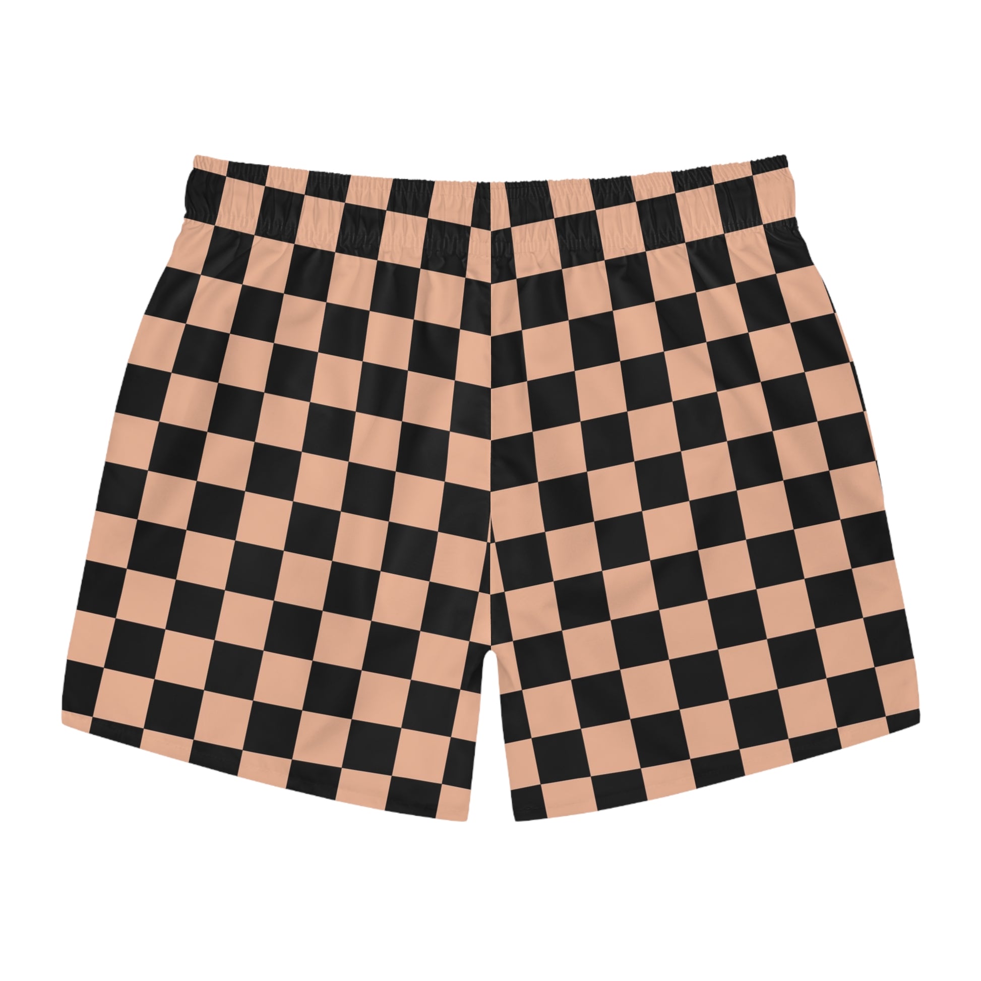 Checkerboard II Soft Orange and Black Swim Trunks (AOP), Artsulli - Art is Long, Life is Short, All Over Prints, , , , , , , 