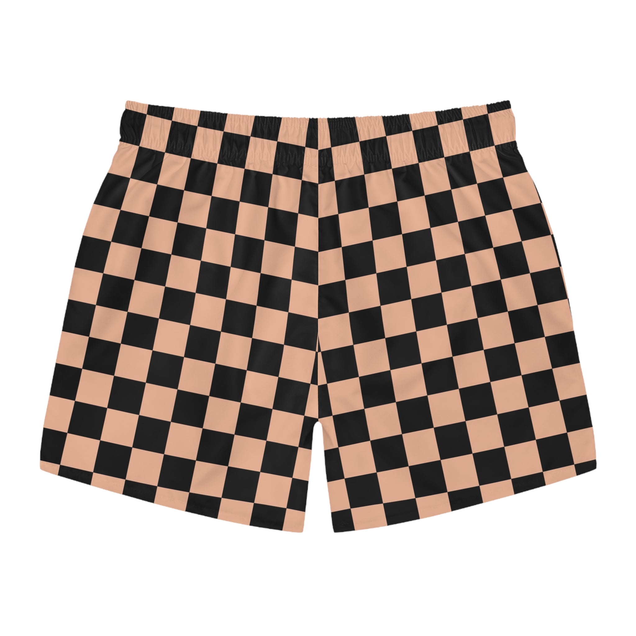 Checkerboard II Soft Orange and Black Swim Trunks (AOP), Artsulli - Art is Long, Life is Short, All Over Prints, , , , , , , 