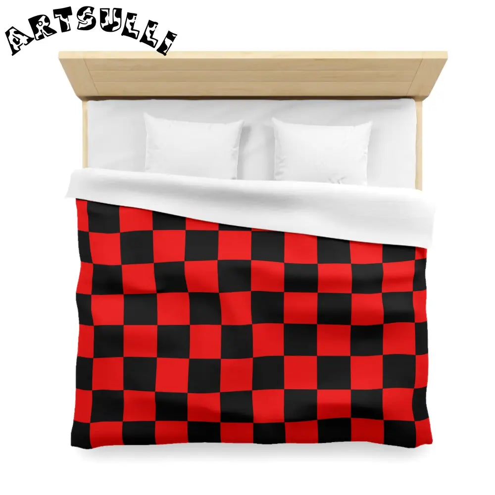 JAKKOUTTHEBXX Checkerboard Red and Black Microfiber Duvet Cover