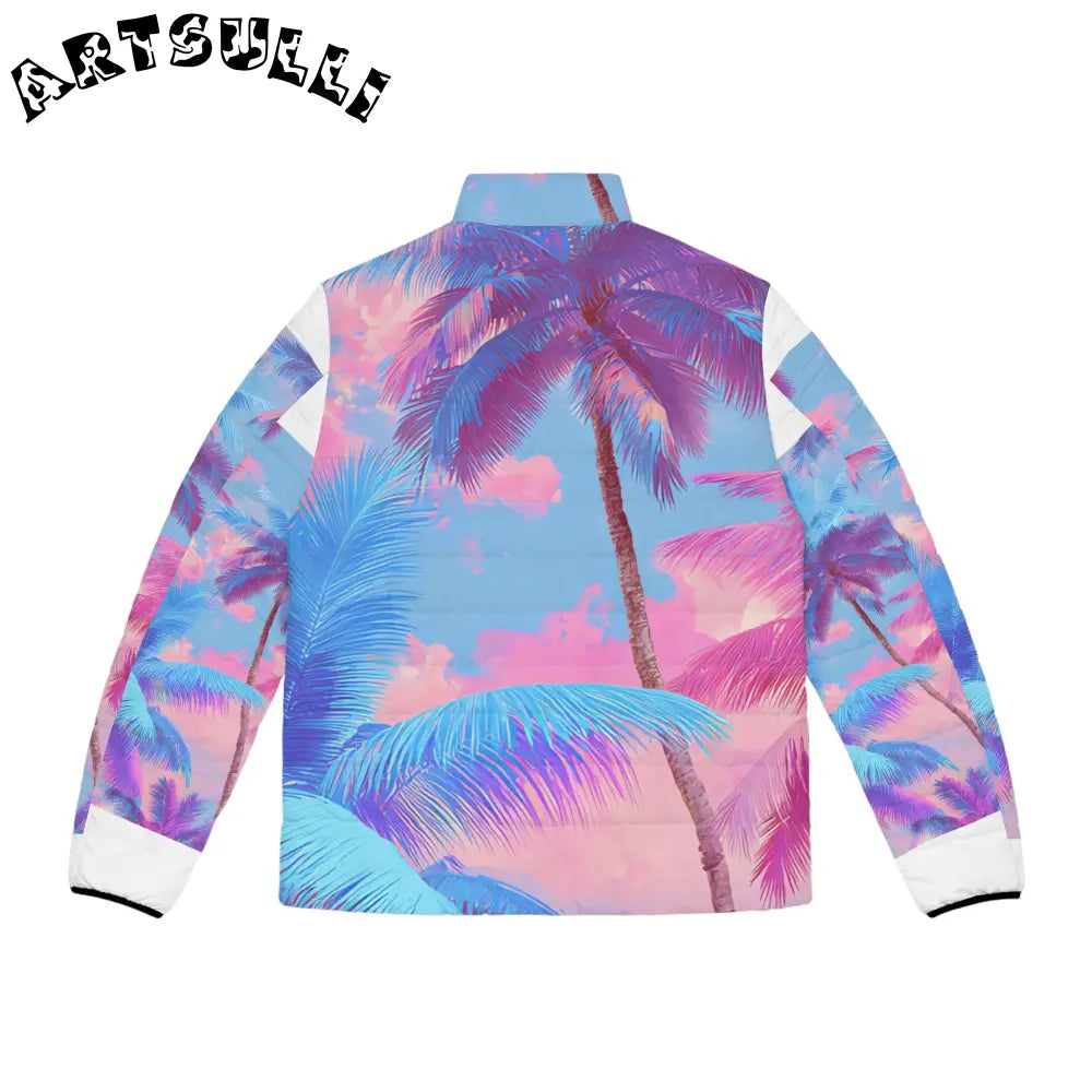 JAKKOUTTHEBXX Ethereal Pastel Palms Men’s Puffer Jacket (AOP)