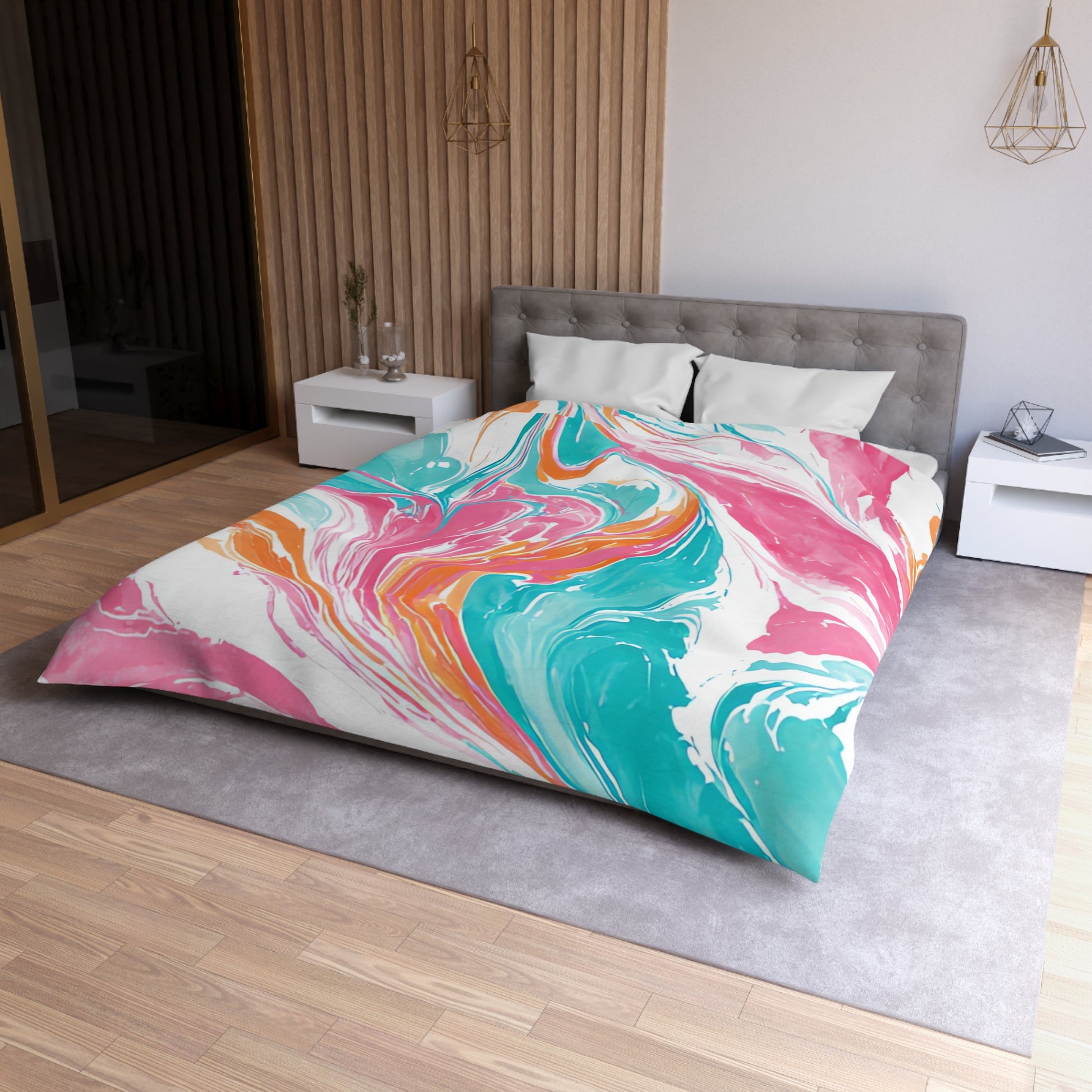 Liquid Pastel Spill Multi-Color Microfiber Duvet Cover, Artsulli - Art is Long, Life is Short, Home Decor, , , , , , , 