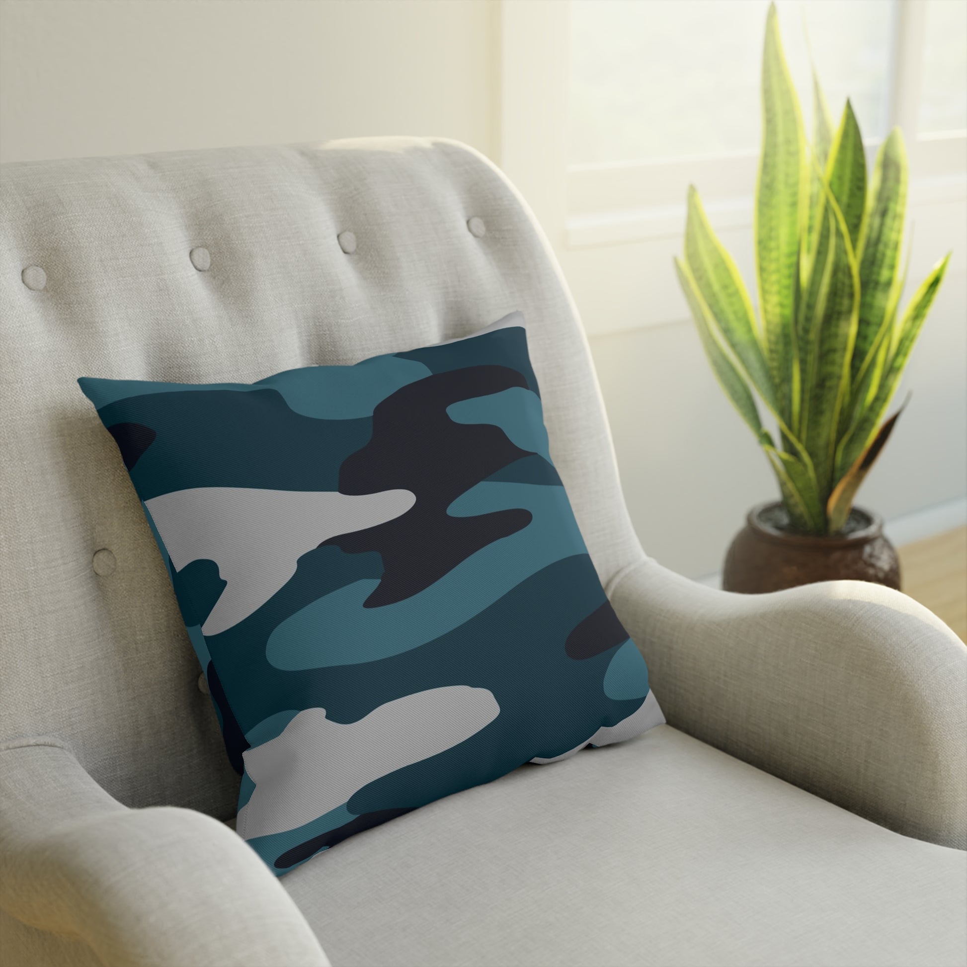 Blue Camouflage Cushion, Artsulli - Art is Long, Life is Short, Home Decor, , , , , , , 
