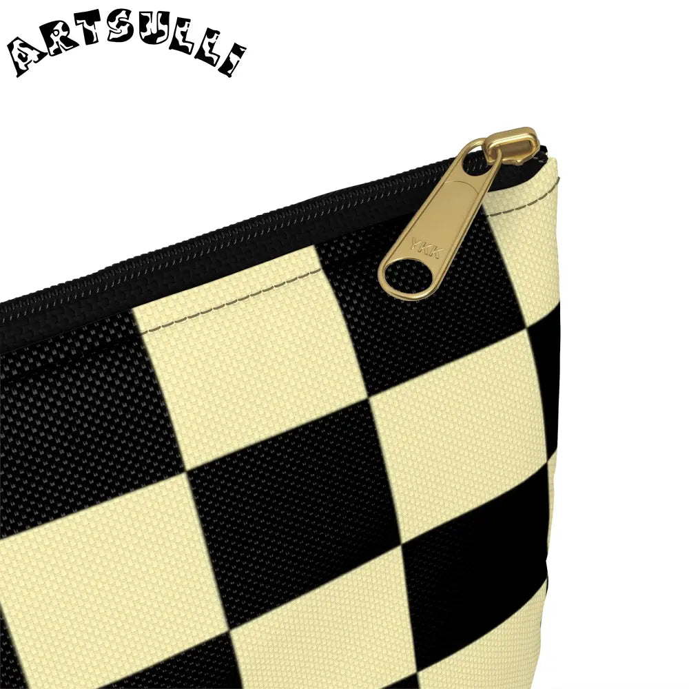 JAKKOUTTHEBXX Checkerboard Black and Yellow Accessory Pouch