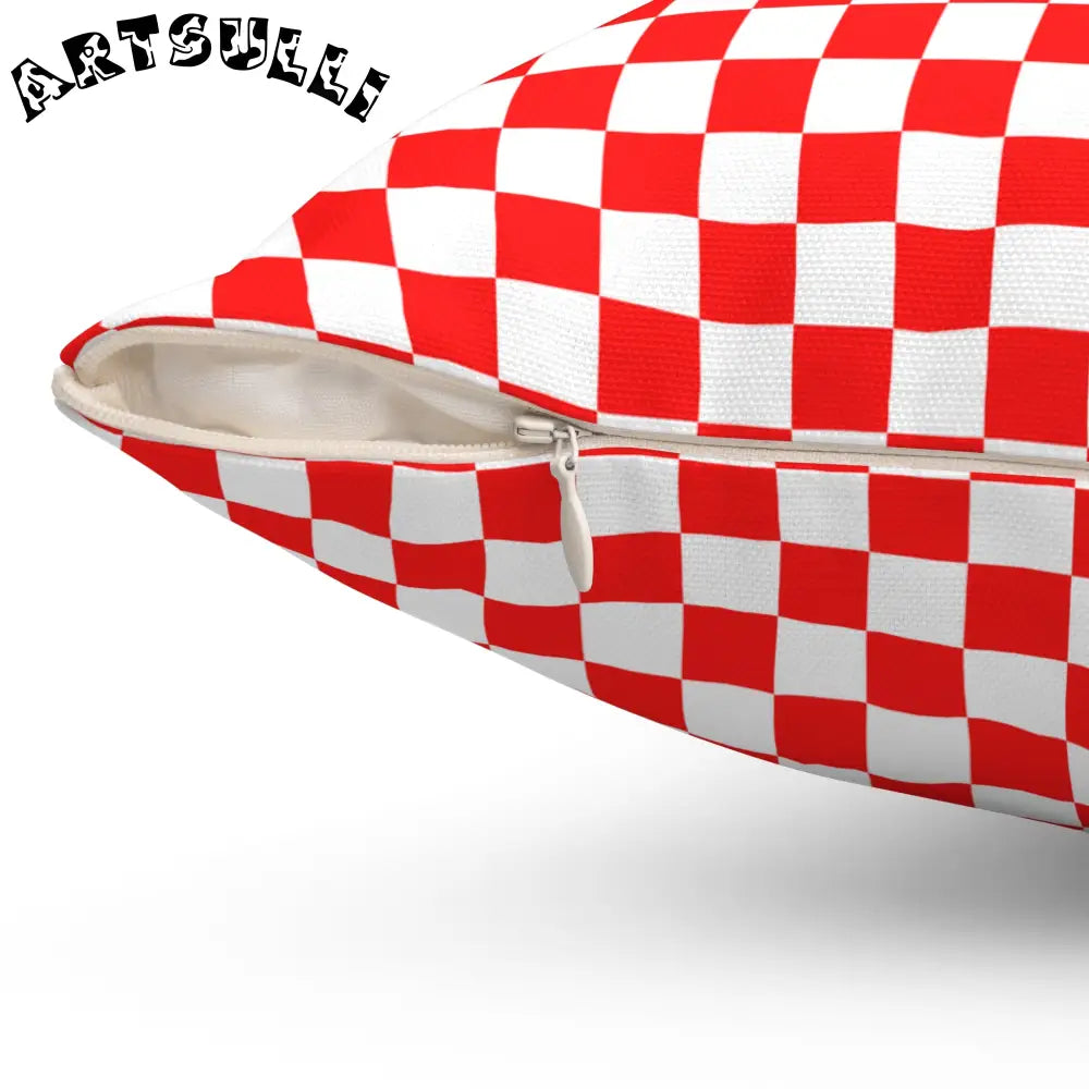 JAKKOUTTHEBXX Checkerboard Red and White Spun Polyester Square
