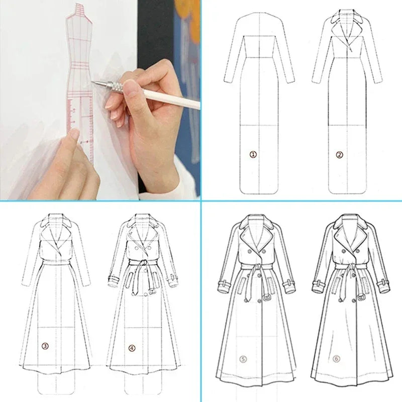 Buy The Best By Artsulli - Art is Long Life Short - 4 Pcs/Set Premium Fashion Illustration Rulers Plastic Sewing Patchwork Ruler Sketching