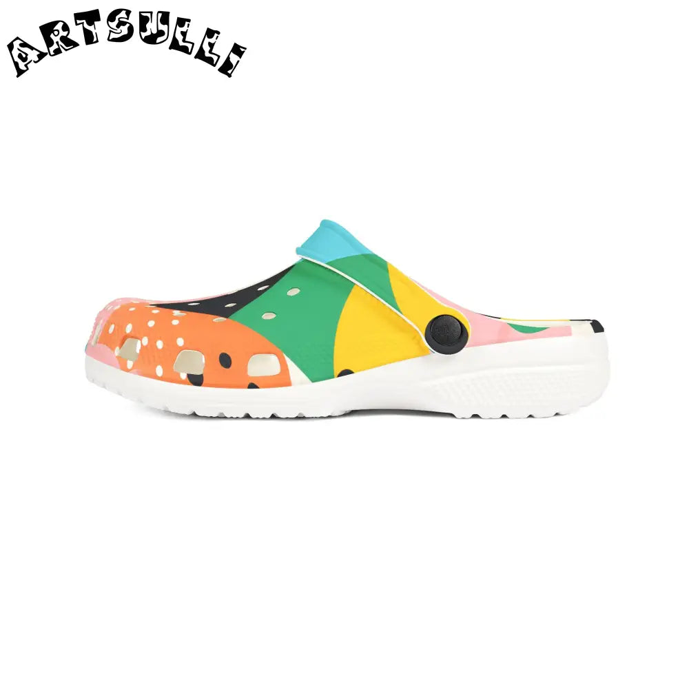 JAKKOUTTHEBXX Colorful Abstract Shapes EVA Foam Rubber Shoes (AOP)