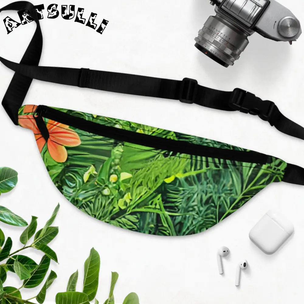 JAKKOUTTHEBXX Tropical Print Fanny Pack with Inside Divider