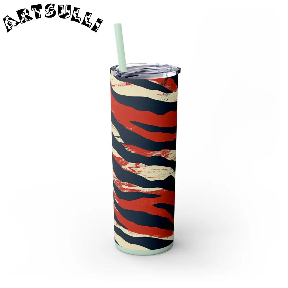 JAKKOUTTHEBXX Capricious Tiger Wave Skinny Tumbler with Straw 20oz