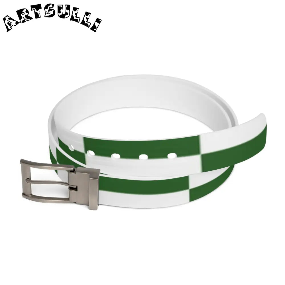 JAKKOUTTHEBXX Checkerboard White and Dark Green Belt JAKKOUTTHEBXX
