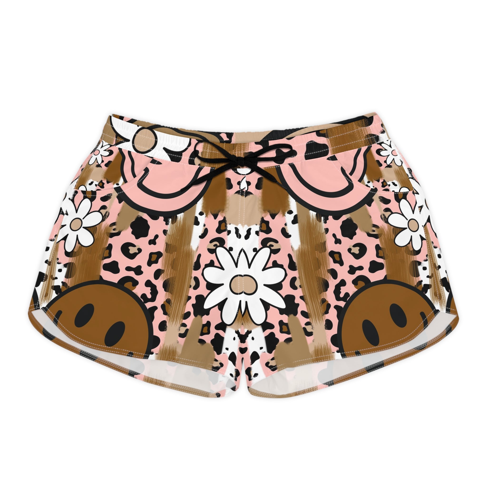 Sutfin Ghosts Pop Art Women's Casual Shorts (AOP), Artsulli - Art is Long, Life is Short, All Over Prints, Size, S, Color, Black drawstring, , , 15607610001476423383