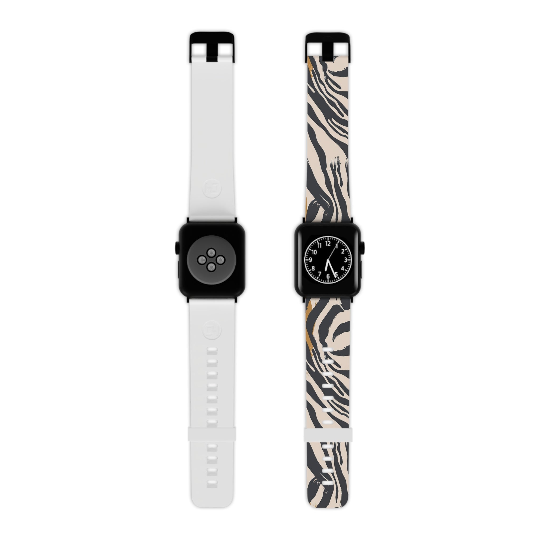 Beige Zebra Jungle Flats Watch Band for Apple Watch, Artsulli - Art is Long, Life is Short, Accessories, Size, 7.5'' × 0.75'' / 42 - 44 mm, Color, Black, , , 77290672220641