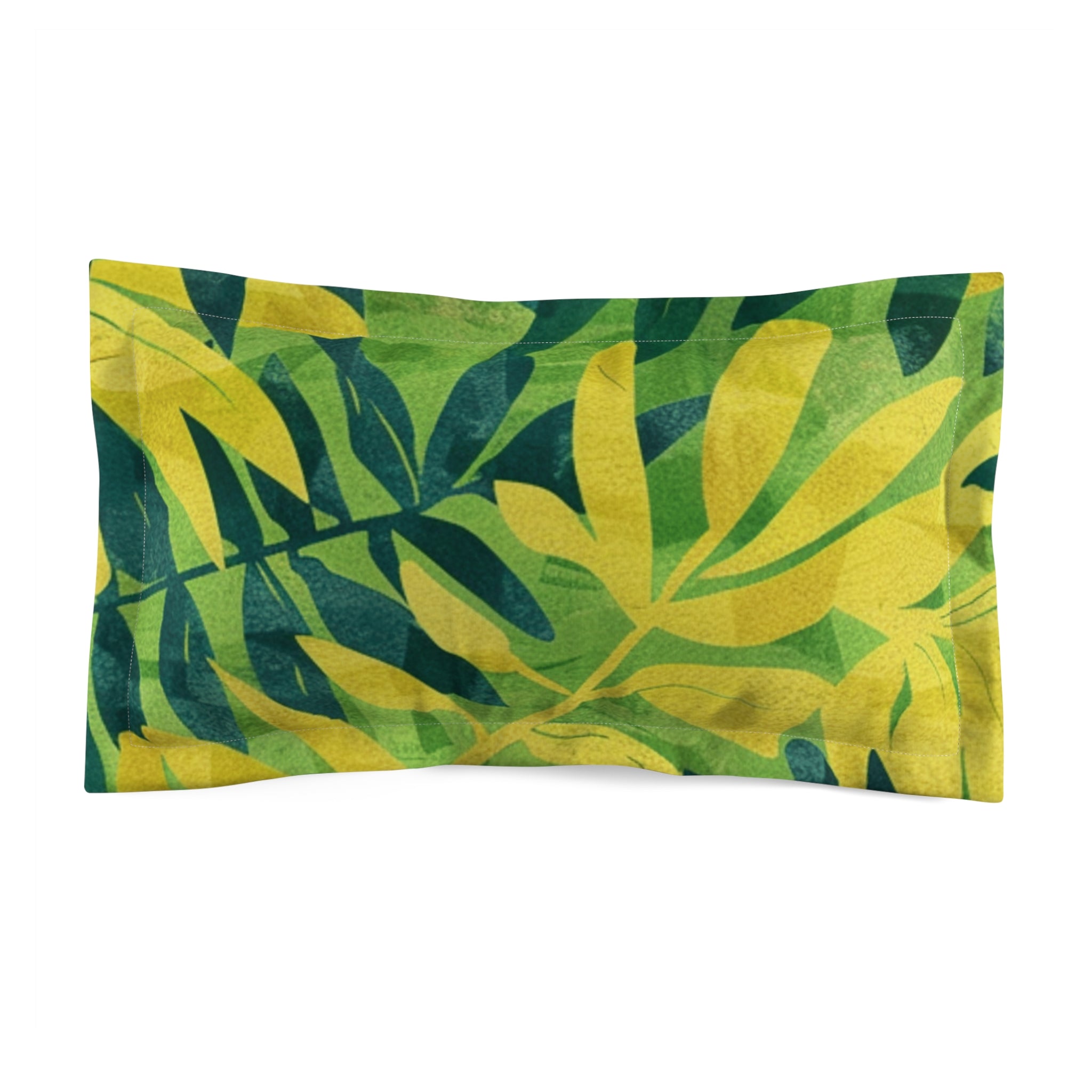 Green Leaf x Yellow Leaf x Tropical x Jungle Microfiber Pillow Sham, Artsulli - Art is Long, Life is Short, Home Decor, Size, King, , , , , 24176949397688986498