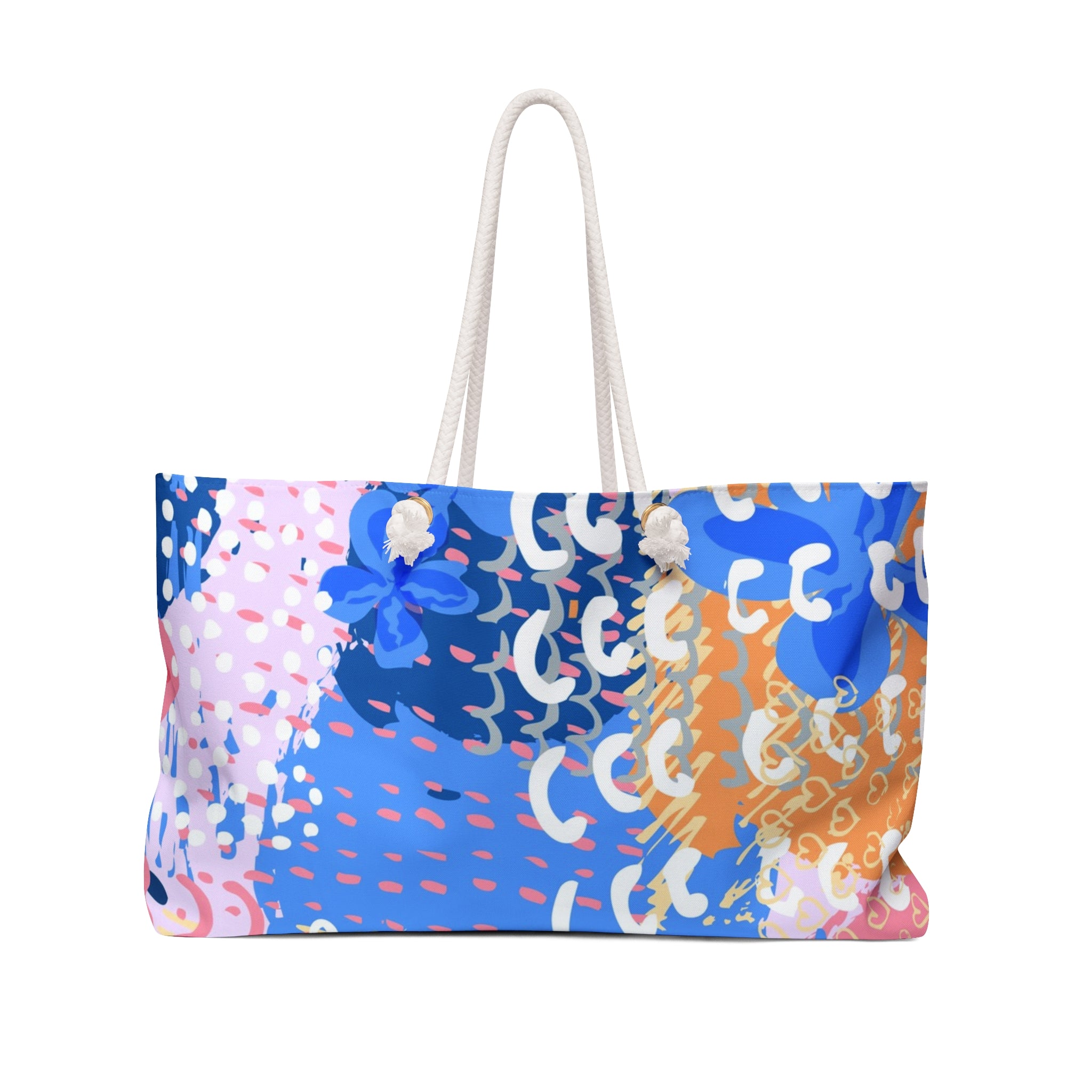 Flowers x Doodles x Hearts Multi-Color Weekender Bag, Artsulli - Art is Long, Life is Short, Bags, Size, 24" × 13", , , , , 10193867422732024477