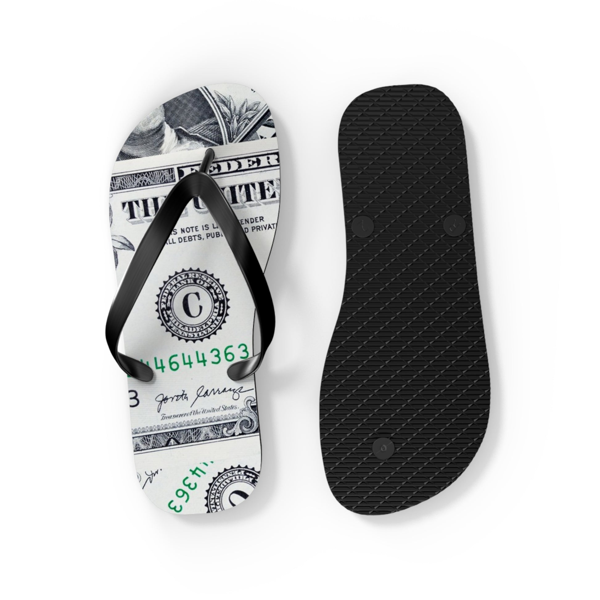 Money Collage Flip Flops, Artsulli - Art is Long, Life is Short, Shoes, , , , , , , 