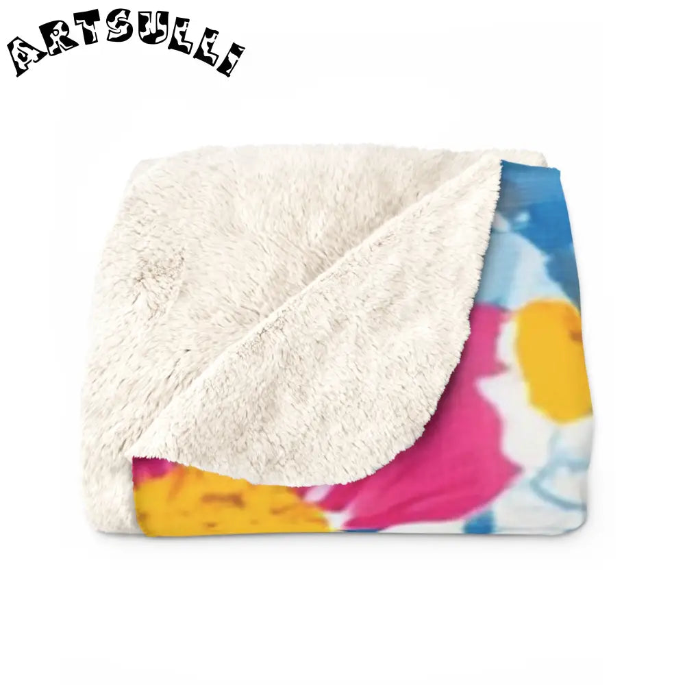 JAKKOUTTHEBXX CDG Daisy Dream Blue Sherpa Fleece Blanket