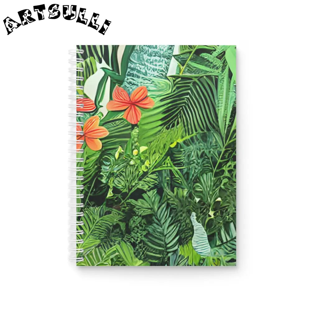 JAKKOUTTHEBXX Tropical Leaf and Orange Flower Spiral Notebook