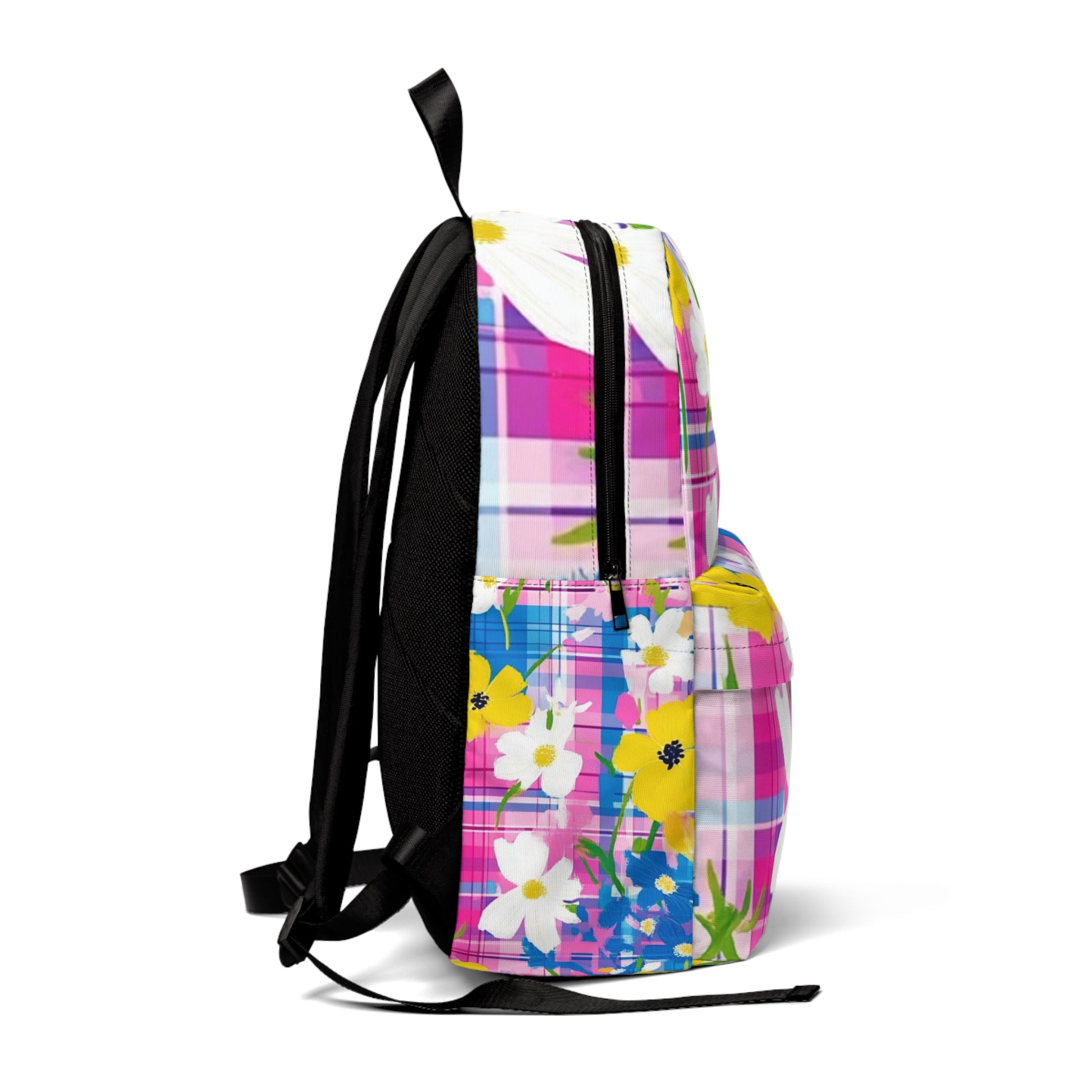 Plaid Garden Pink and Purple Unisex Classic Backpack, Artsulli - Art is Long, Life is Short, Bags, , , , , , , 