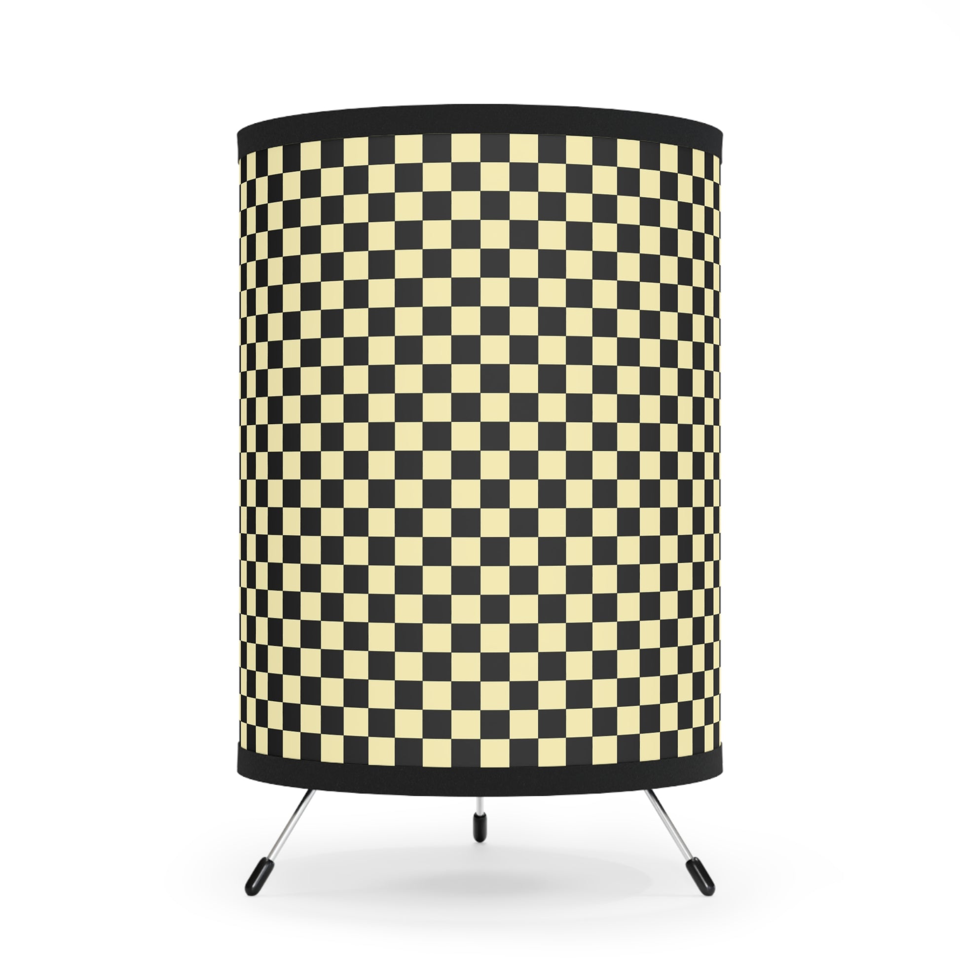 Checkerboard Black and Yellow Tripod Lamp with High-Res Printed Shade, US\CA plug, Artsulli - Art is Long, Life is Short, Home Decor, Size, One size, Color, Black, , , 30747275973504727736