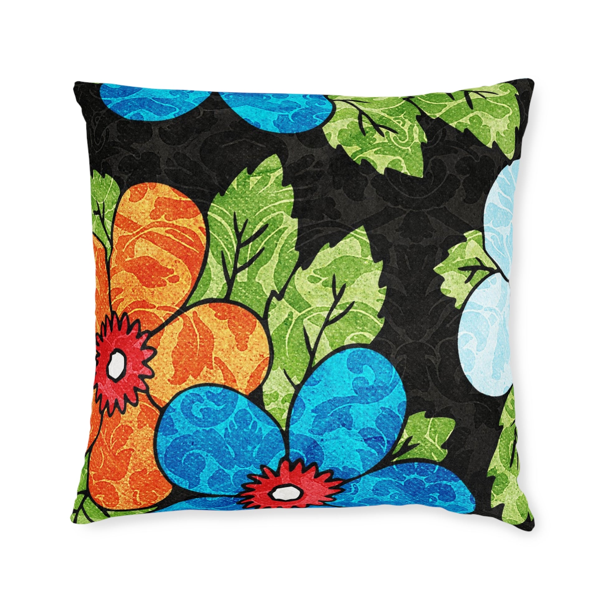 Groovy Black Floral Kl Square Pillow, Artsulli - Art is Long, Life is Short, Home Decor, Size, 22" × 22", , , , , 15157376144212722970