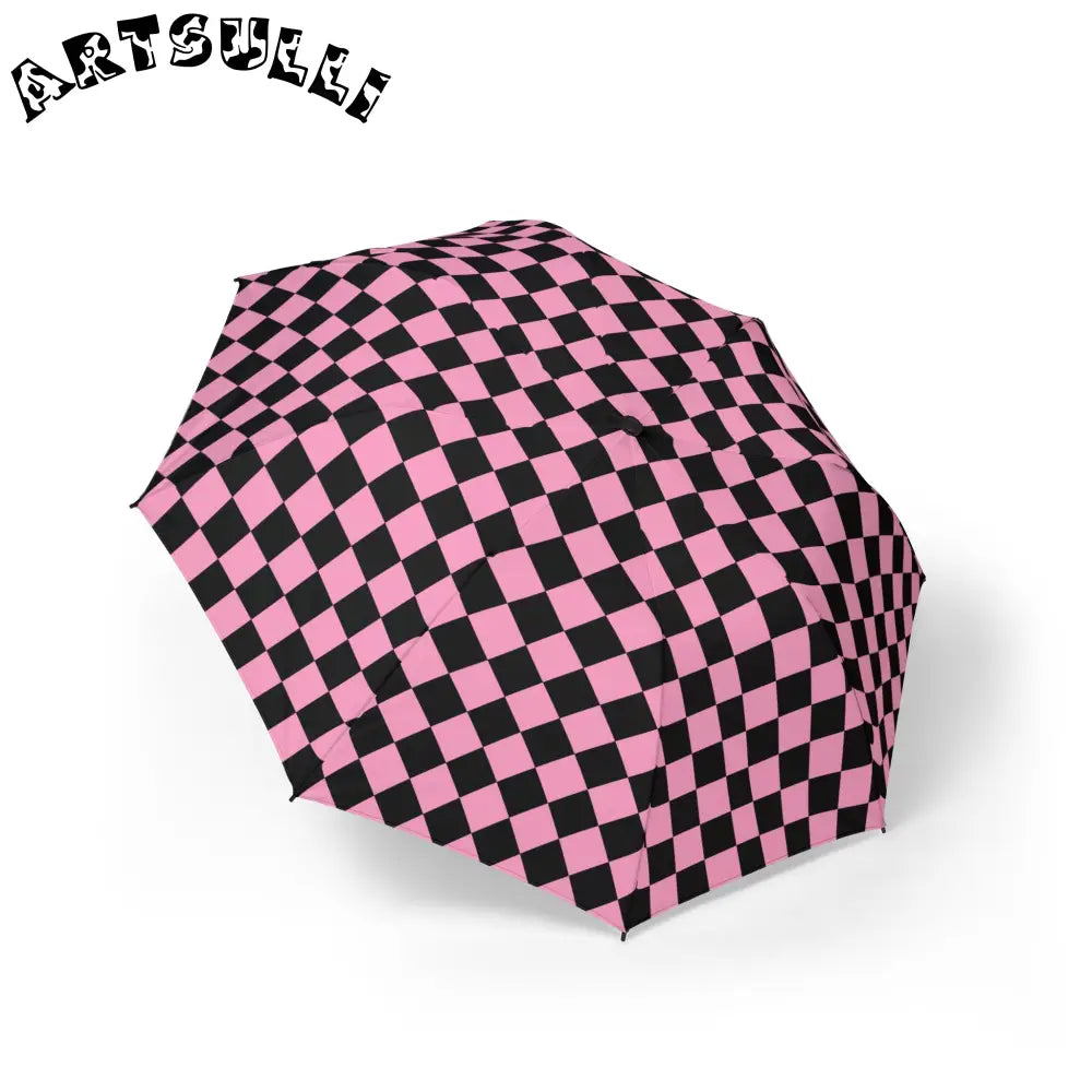 JAKKOUTTHEBXX Checkerboard II Black and Pink Semi-Automatic Foldable