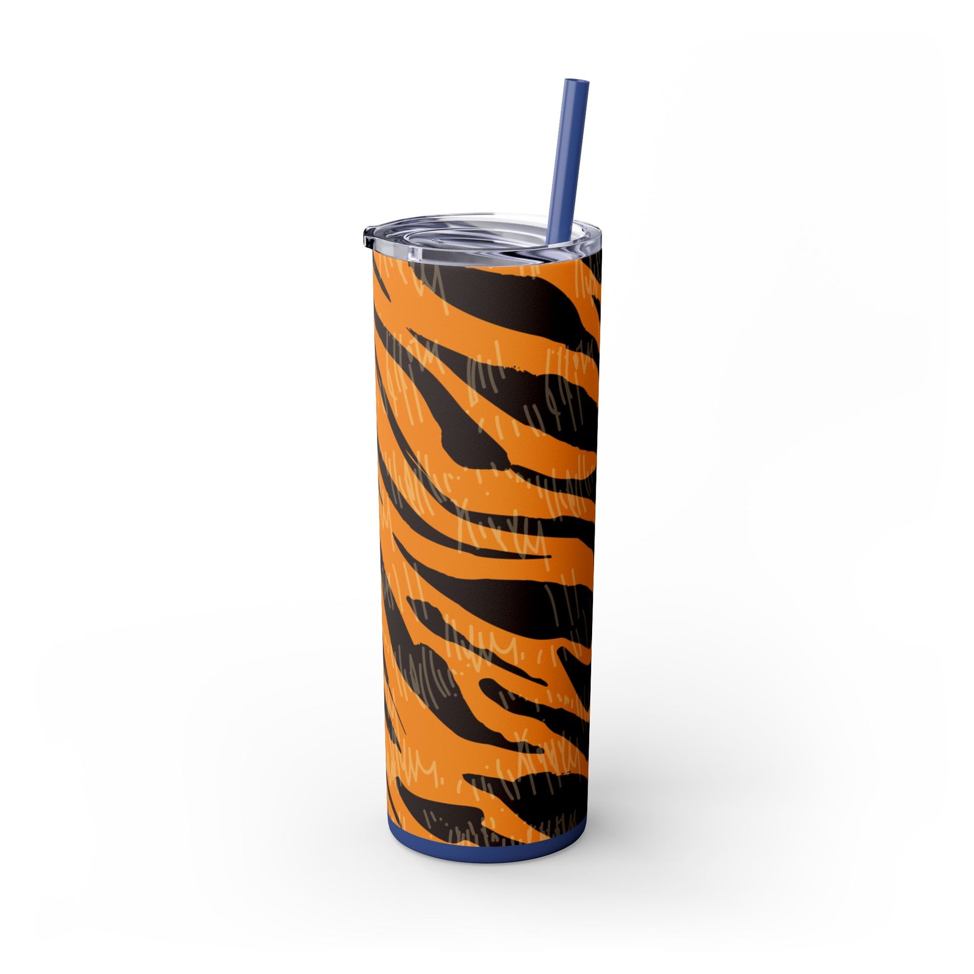 Tiger Scratches Orange & Black Skinny Tumbler with Straw, 20oz, Artsulli - Art is Long, Life is Short, Mug, , , , , , , 