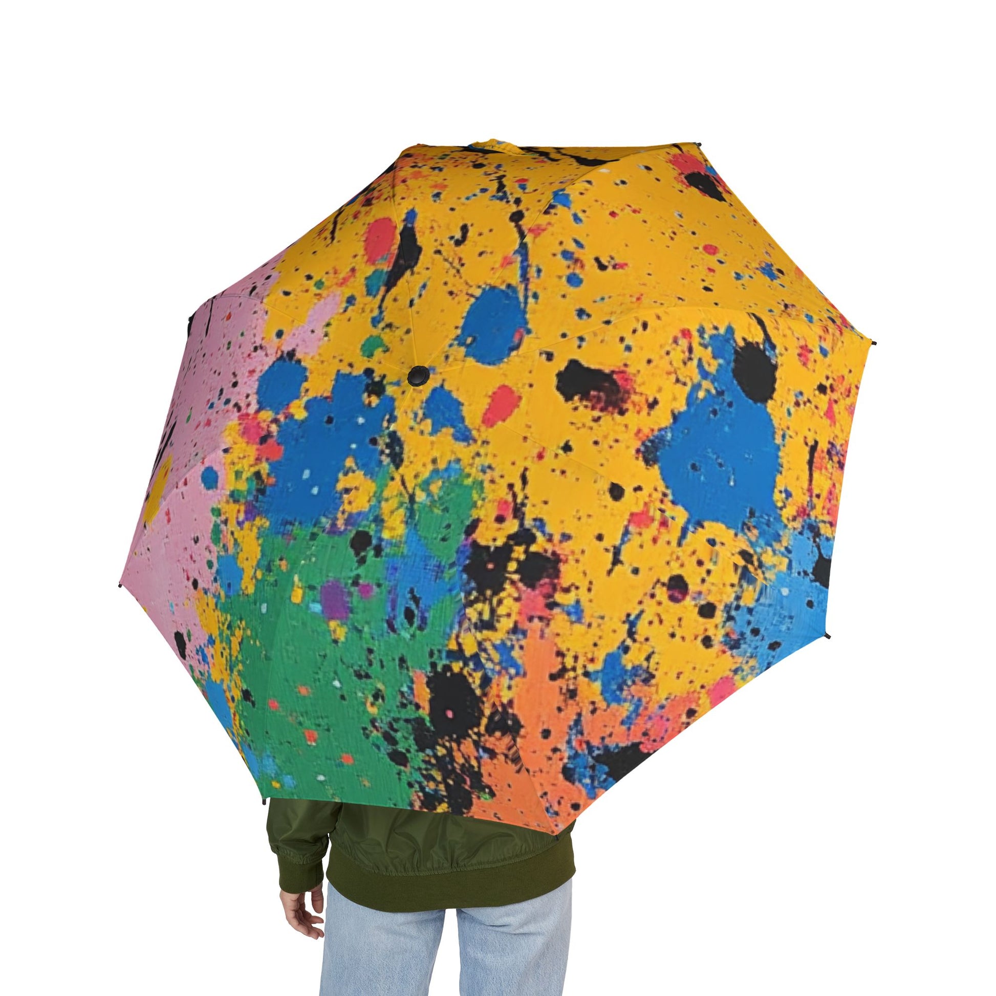 The Colors Of Paint Splatter Semi-Automatic Foldable Umbrella, Artsulli - Art is Long, Life is Short, Accessories, , , , , , , 