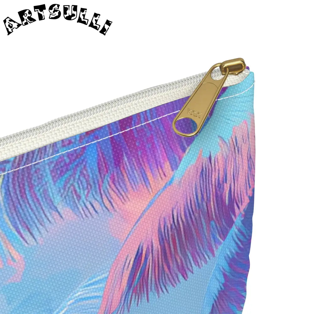 JAKKOUTTHEBXX Ethereal Pastel Palms II Blue and Pink Accessory Pouch
