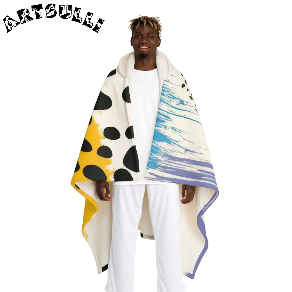 JAKKOUTTHEBXX Rae Zebra Rhapsody Hooded Sherpa Fleece Blanket