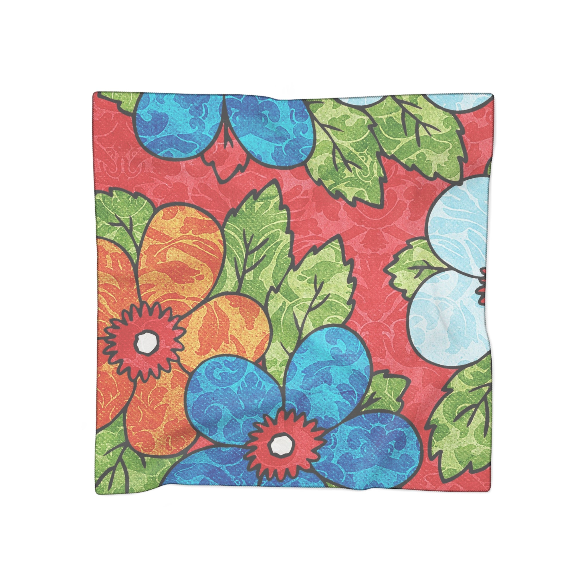 Groovy Red Floral Kl Poly Scarf, Artsulli - Art is Long, Life is Short, Accessories, Color, Poly chiffon, Size, 25" × 25", , , 25441852175574421198