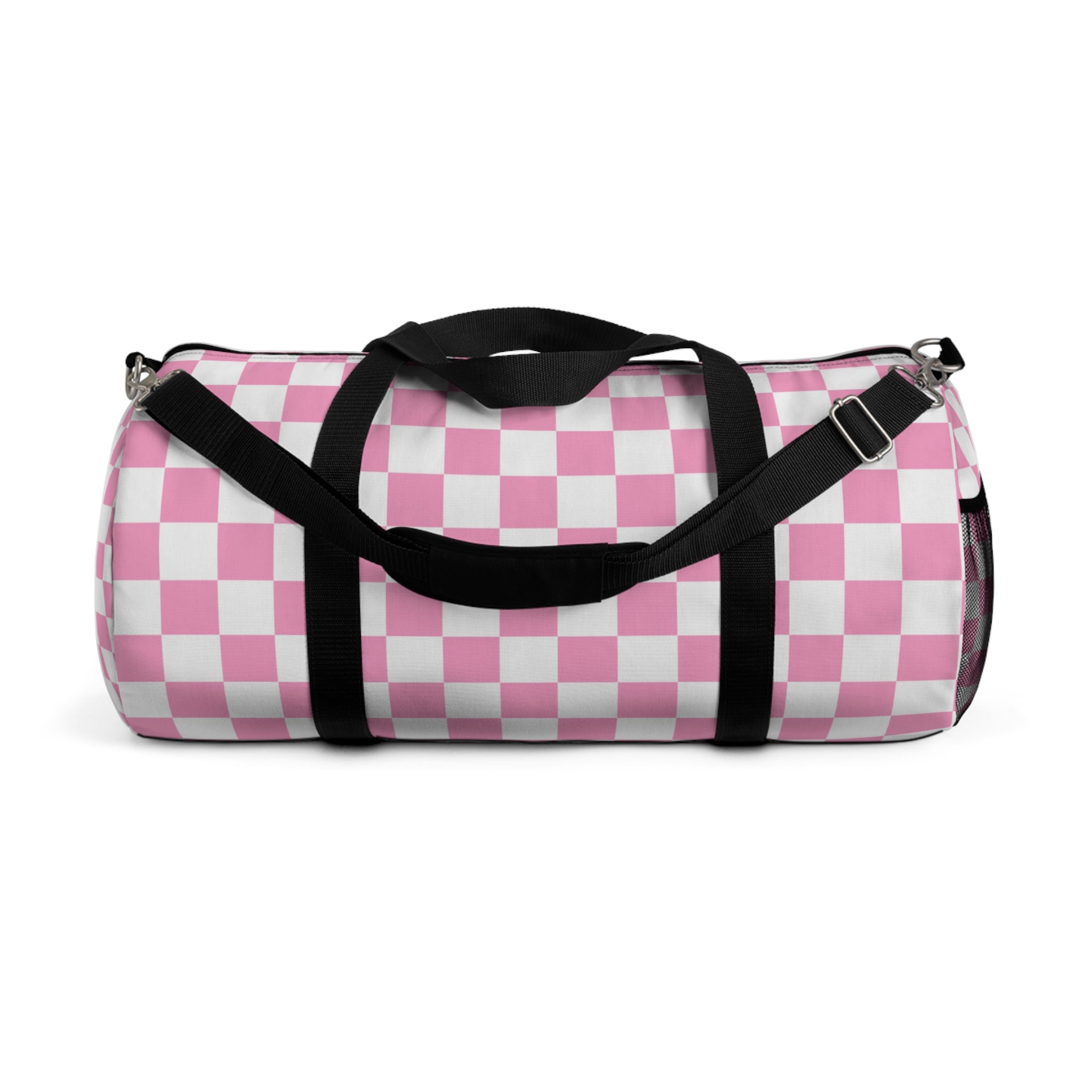 Checkerboard II Hot Pink and White Duffel Bag, Artsulli - Art is Long, Life is Short, Bags, Size, Large, , , , , 20310901991443241734