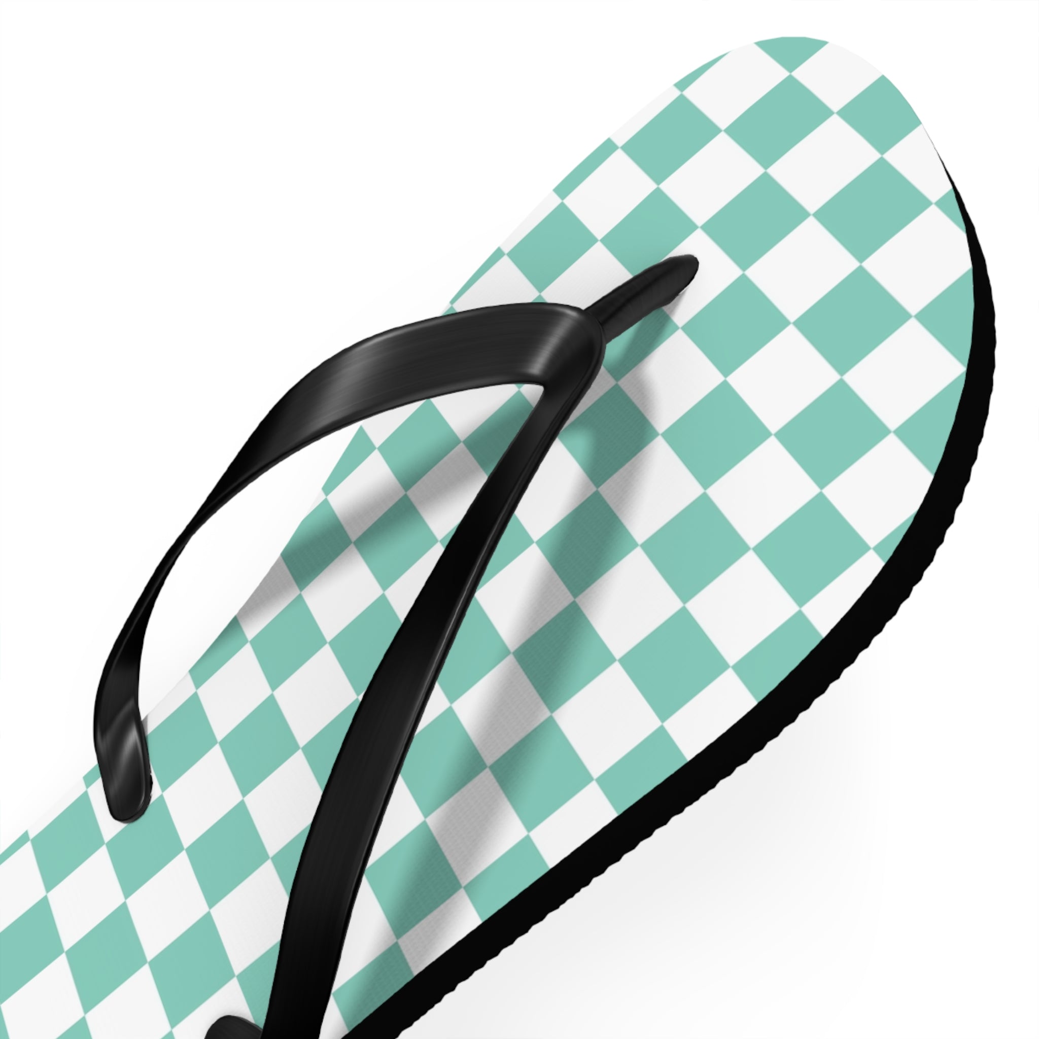 Checkerboard Light Green Flip Flops, Artsulli - Art is Long, Life is Short, Shoes, , , , , , , 