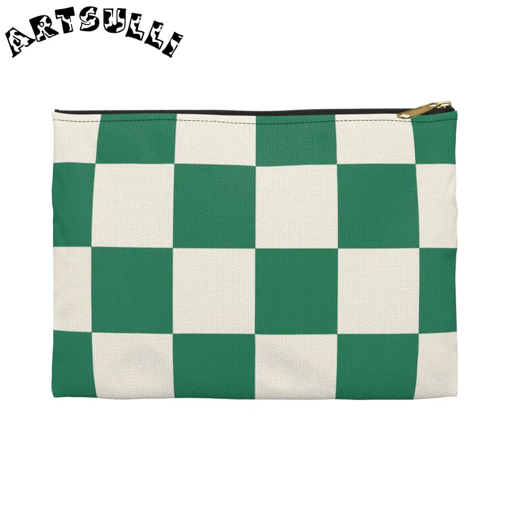 JAKKOUTTHEBXX Checkerboard Dark Green Accessory Pouch JAKKOUTTHEBXX